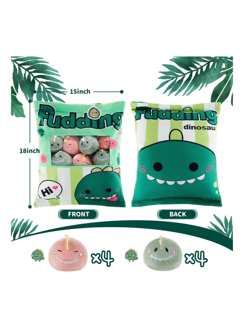 Adorable Dinosaur Plush Pillow Soft Toy for Kids and Teens Cute Room Decor Removable Stuffed Animal Gift Green Color