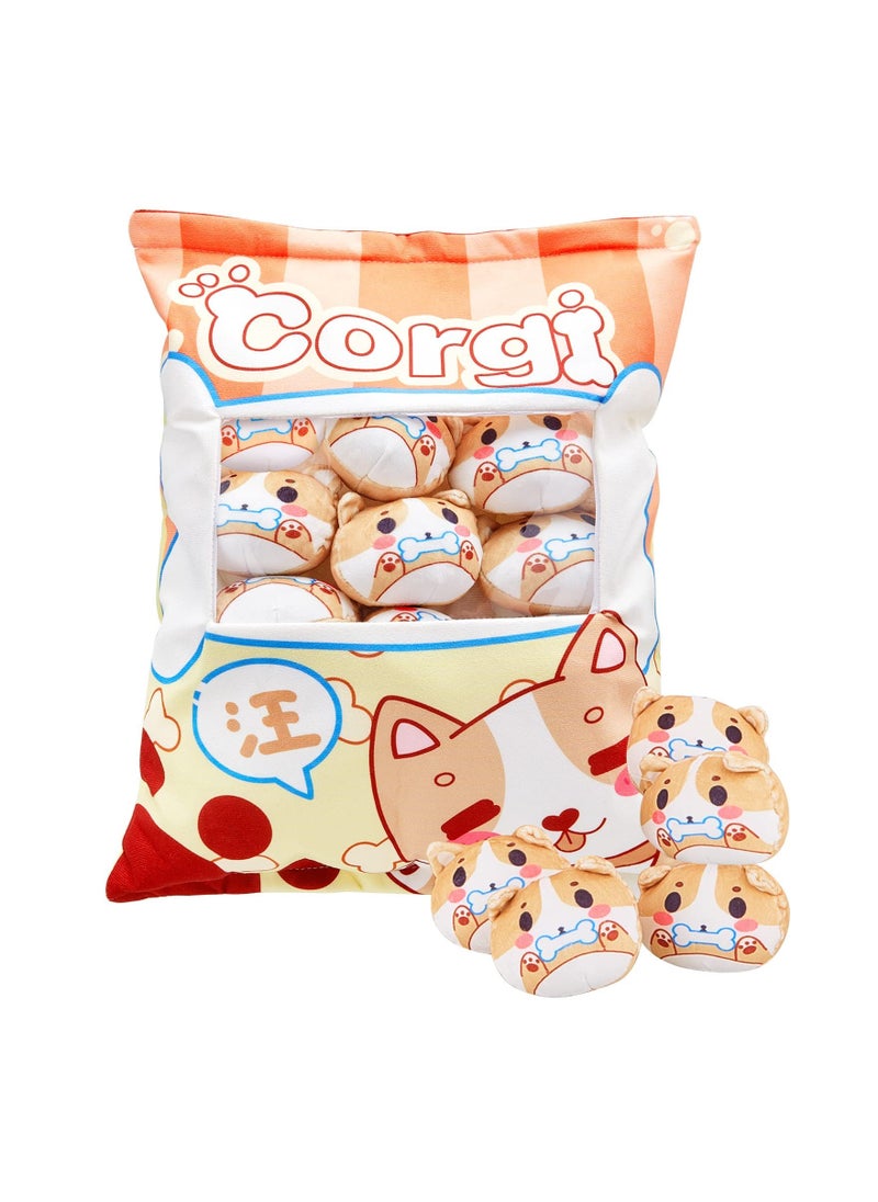 Kawaii Plush Dog Pillow Fluffy Stuffed Animal Creative Gifts for Kids Teens Room Decor Brown Color