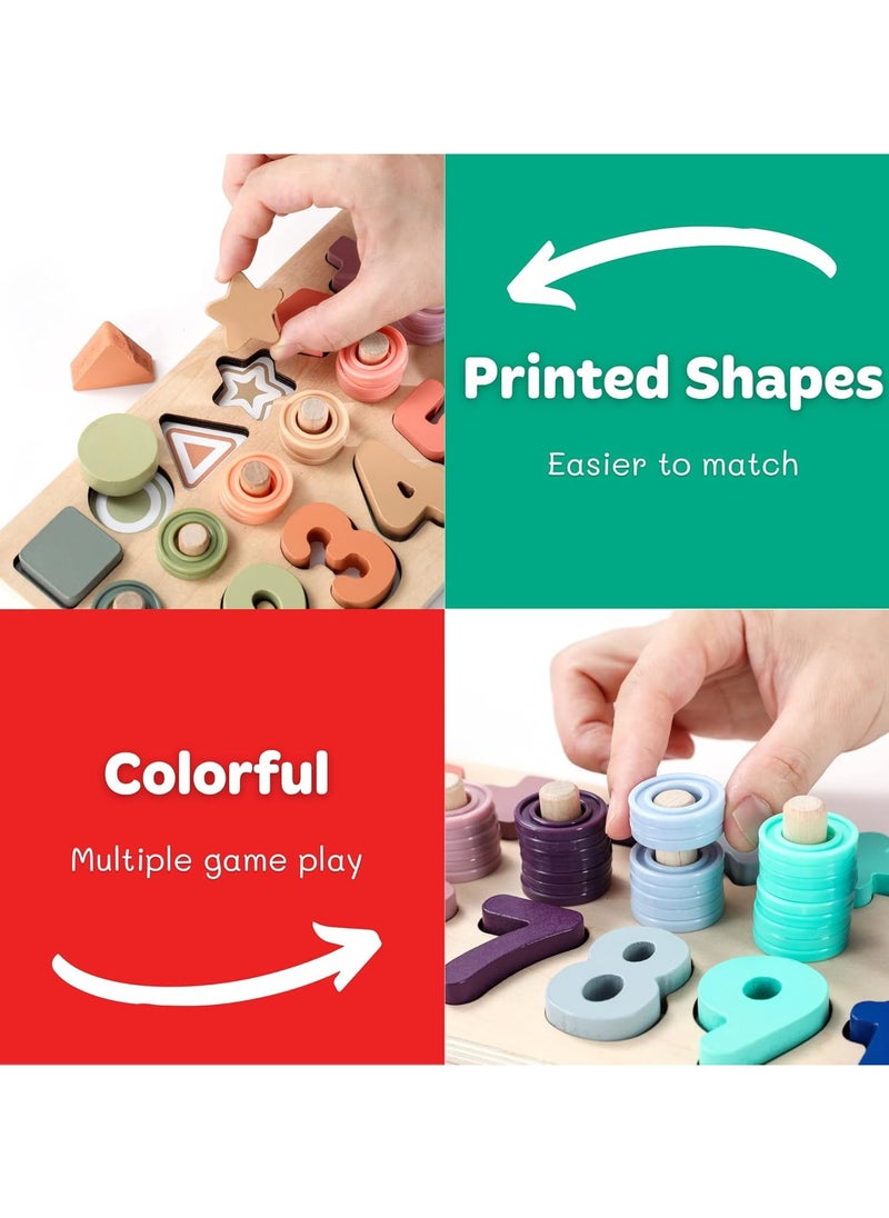 Toddler Montessori Toys Teaches Number, Counting, Math, Stacking Fun Preschool Learning Activates for Boy and Girl | 1 Year Old Boy Gifts and Beyond! (Macaron)