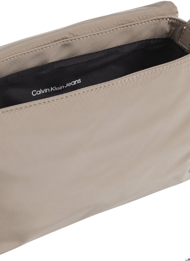 Women's Micro Mono East-West Flap 25 Shoulder Bag - Polyester, Beige