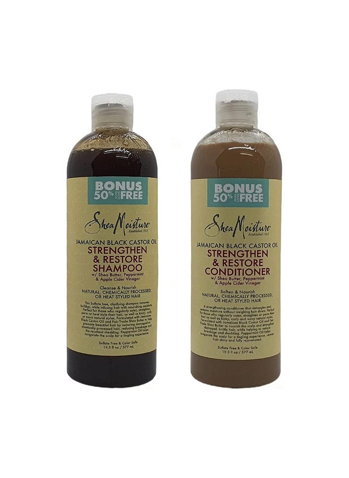 Shea Moisture - Jamaican Black Castor Oil Shampoo 19oz Bonus & Conditioner 19oz Bonus Set