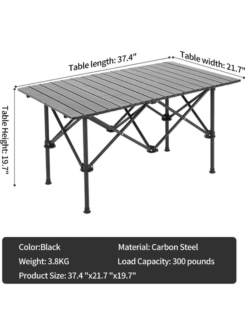 Camping Table, Ultralight Aluminum Folding Beach Table with Carry Bag Outdoor Folding Portable Camping Table for Beach, Picnics, Cooking, 37.4
