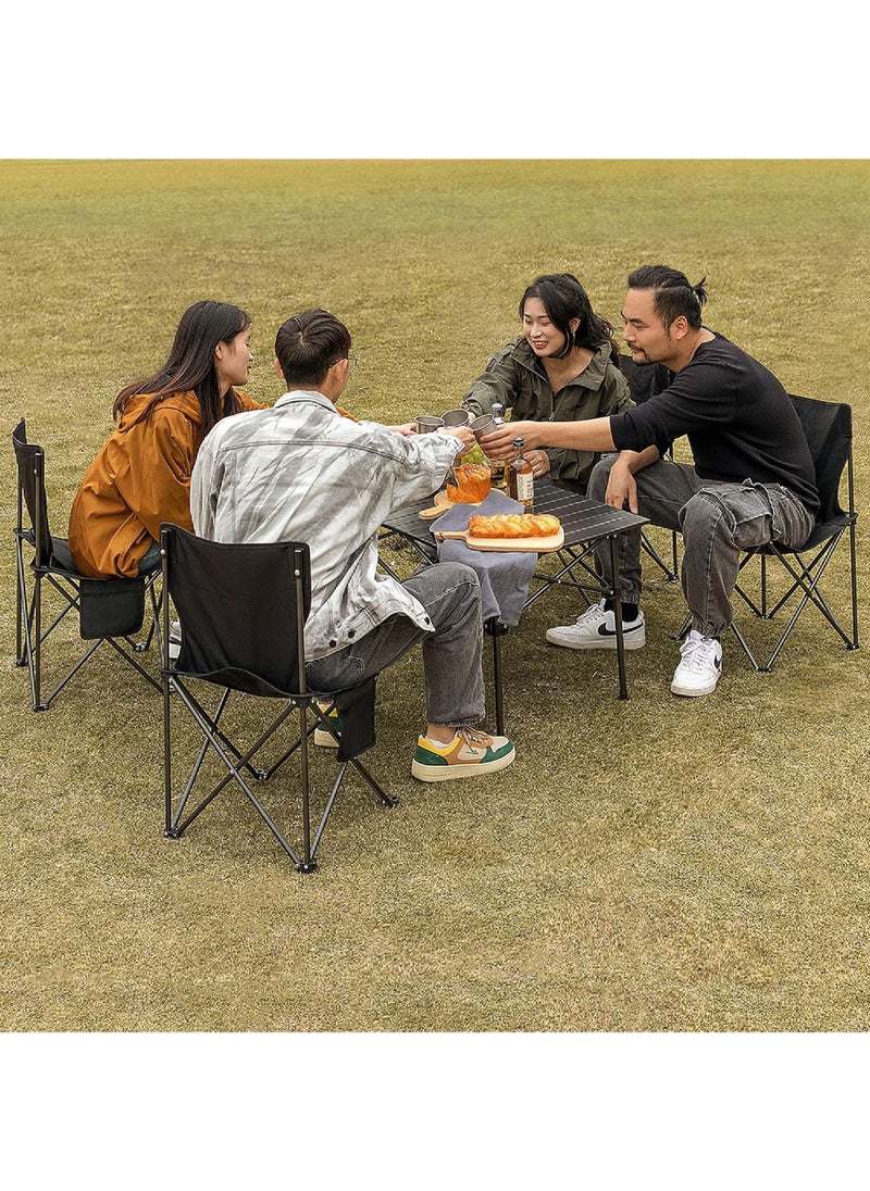 Camping Table, Ultralight Aluminum Folding Beach Table with Carry Bag Outdoor Folding Portable Camping Table for Beach, Picnics, Cooking, 37.4