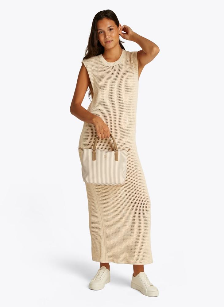 Logo Stripe Detail Zip Over Tote