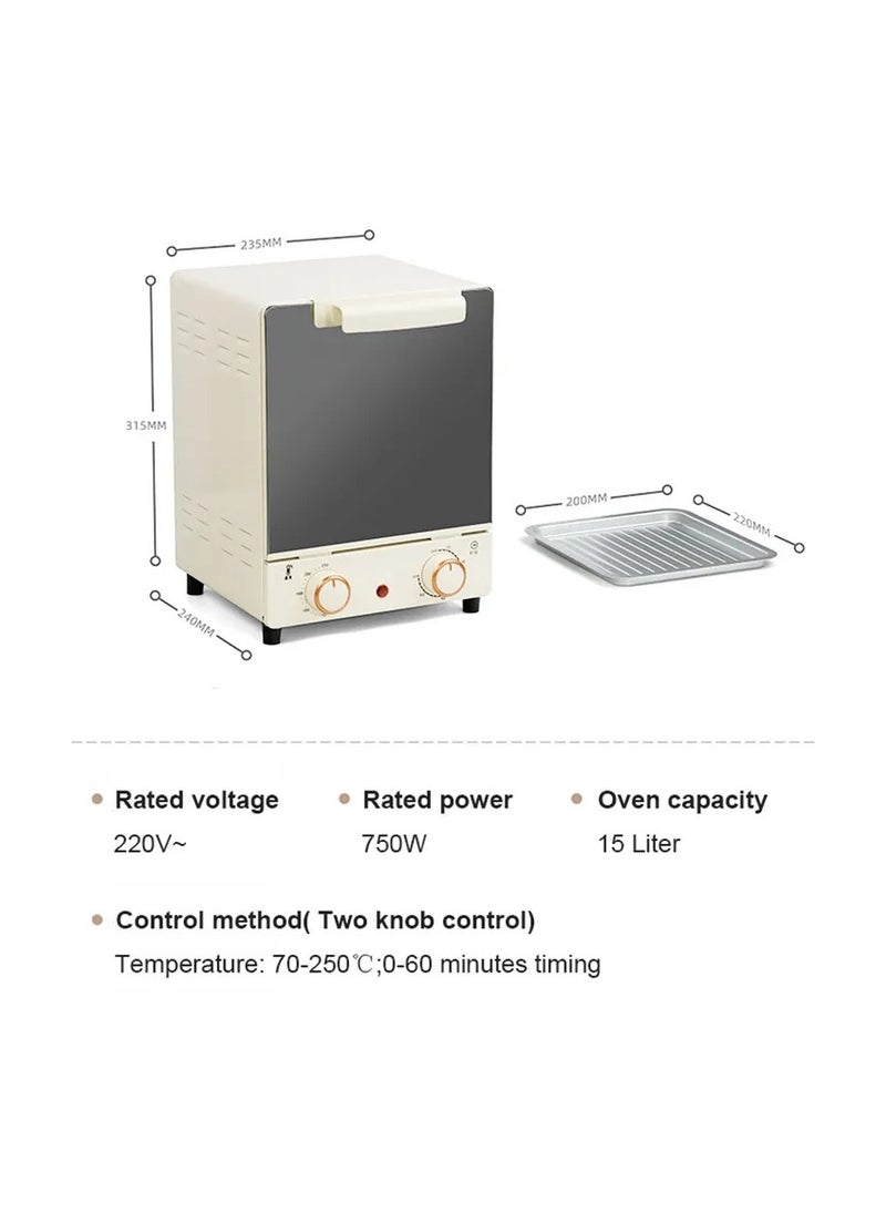 Electric Oven Multifunction 15L with Timer - Ideal for Baking Biscuits, Bread, Cake, Pizza, Cookies & Grilling - Compact Toaster & Barbecue Grill for Home Use