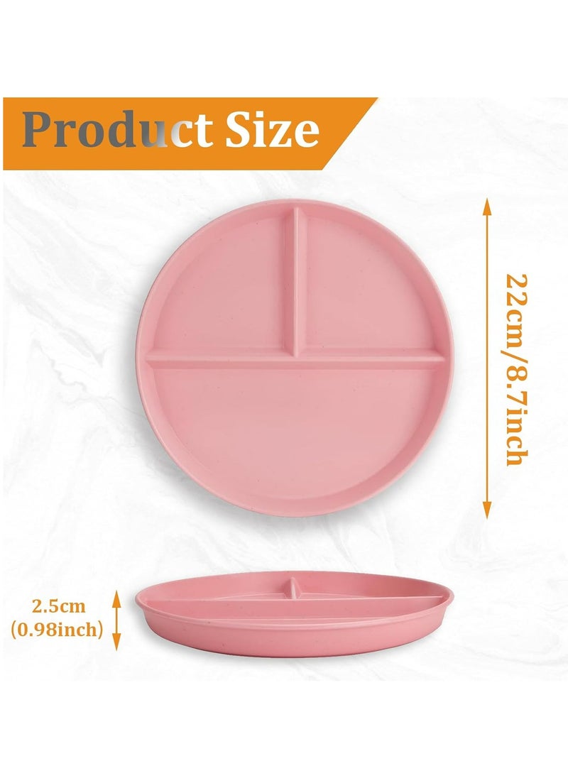 4PCS Portion Control Diet Plates, Microwave & Dishwasher Safe (22CM)