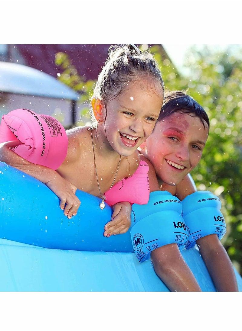 6 Pieces Inflatable Swimming Arm Floaties - PVC Swim Bands, Water Floater Sleeves, Colorful Armlets in Orange, Blue, Pink for Kids