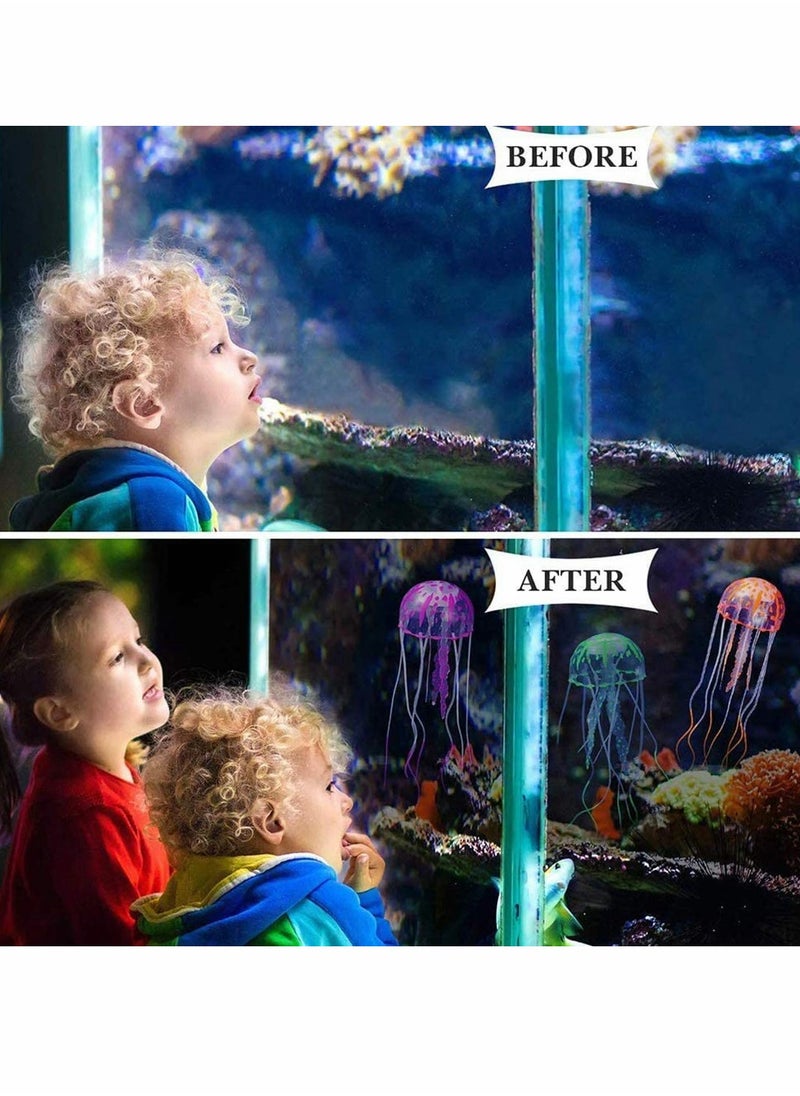 Colorful 6 Pcs Glowing Jellyfish Ornaments for Fish Tank Luminous Floating Silicone Decoration