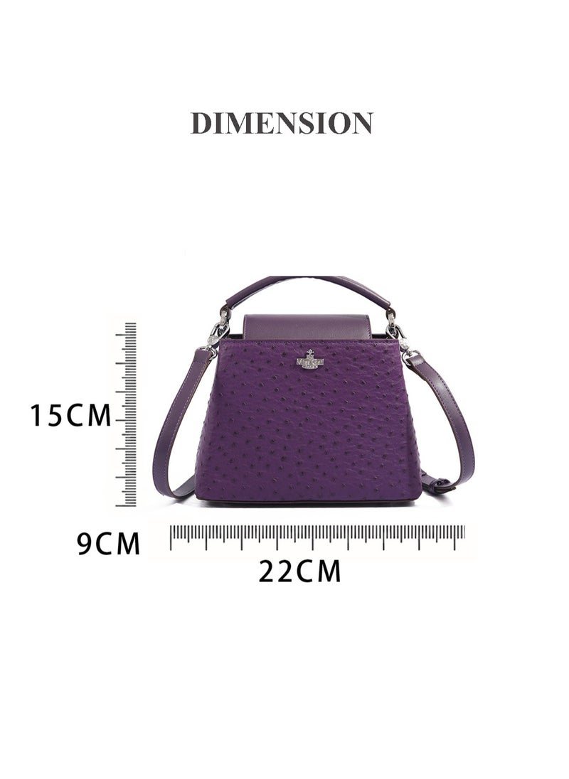 Women Top Handle Satchel Bag Purple Color Crocodile Pattern Flap Crossbody Bag