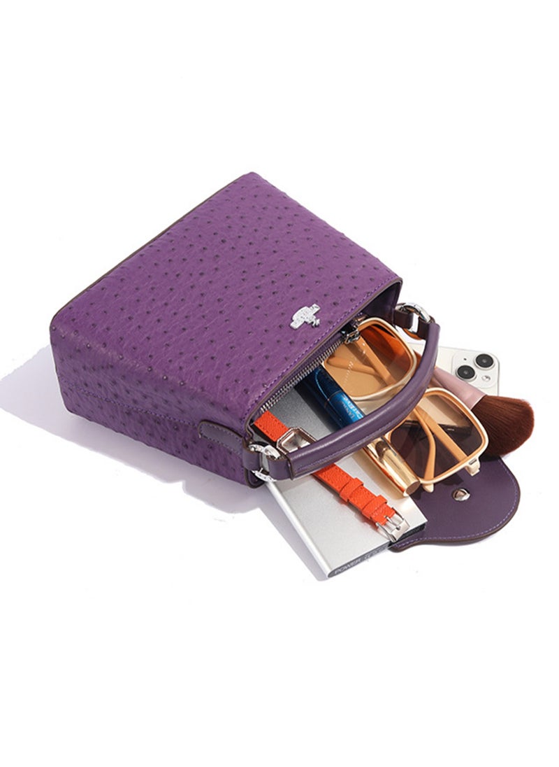 Women Top Handle Satchel Bag Purple Color Crocodile Pattern Flap Crossbody Bag