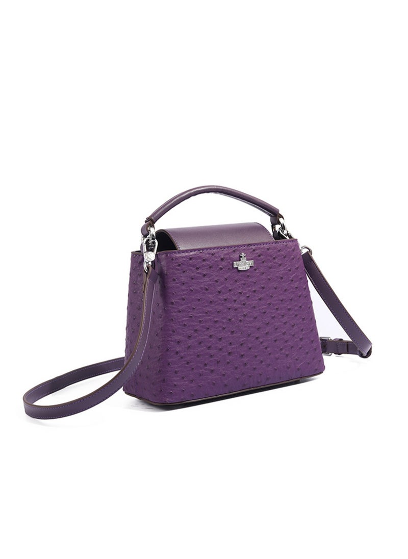 Women Top Handle Satchel Bag Purple Color Crocodile Pattern Flap Crossbody Bag