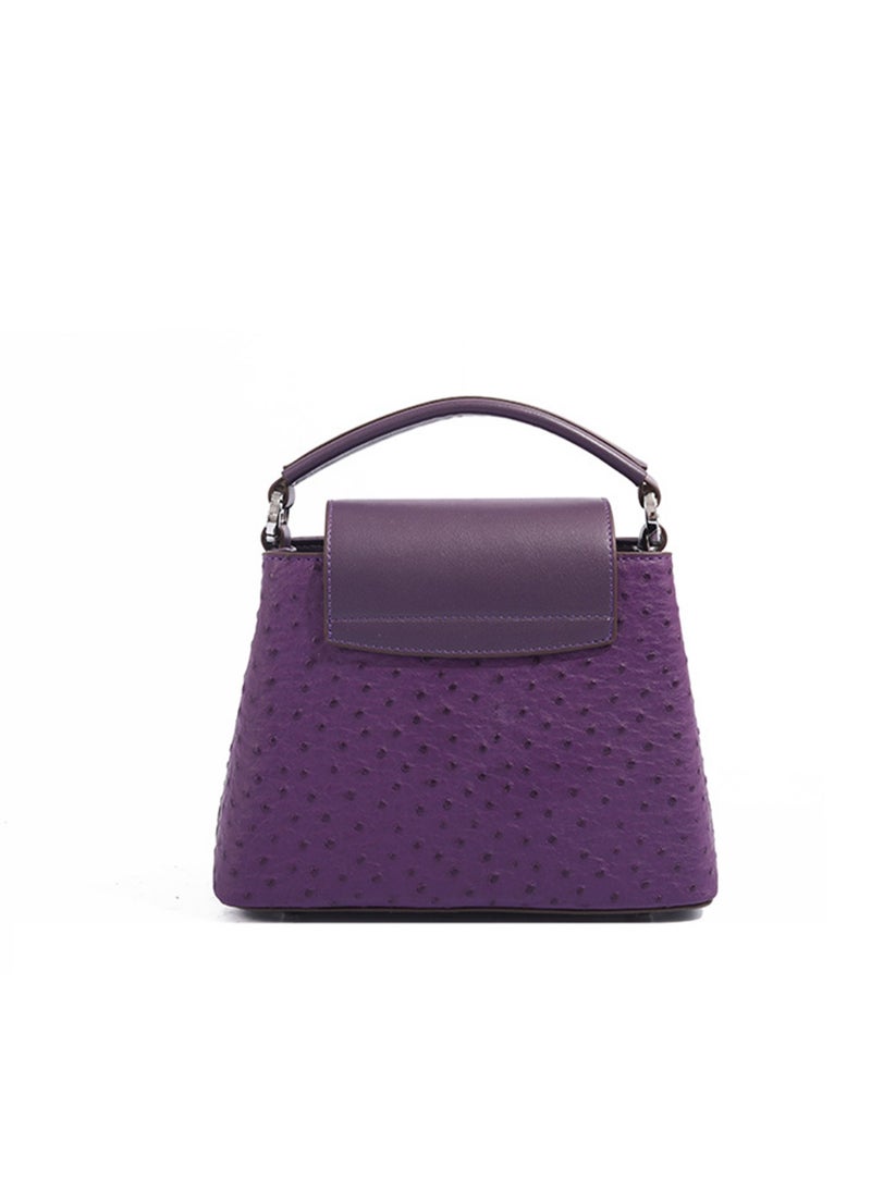 Women Top Handle Satchel Bag Purple Color Crocodile Pattern Flap Crossbody Bag
