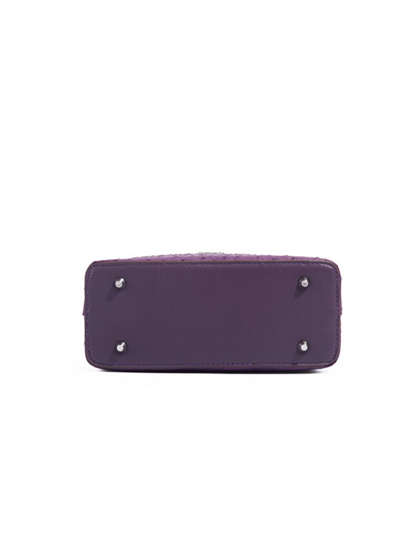 Women Top Handle Satchel Bag Purple Color Crocodile Pattern Flap Crossbody Bag