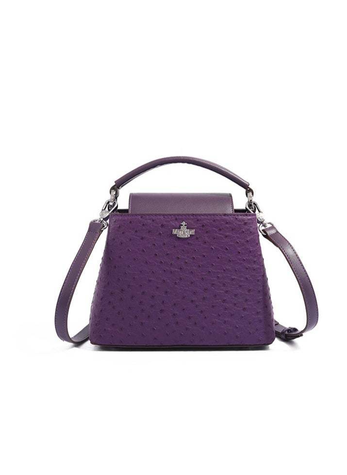 Women Top Handle Satchel Bag Purple Color Crocodile Pattern Flap Crossbody Bag