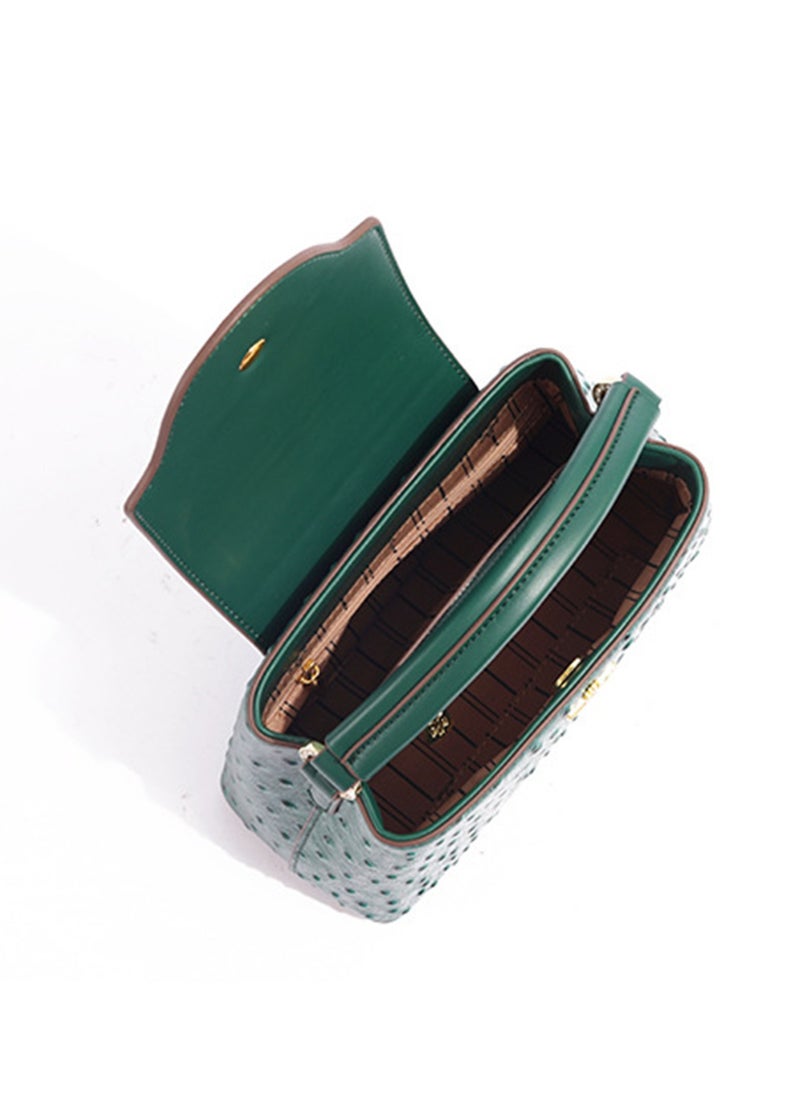 Women Top Handle Satchel Bag Green Color Crocodile Pattern Flap Crossbody Bag