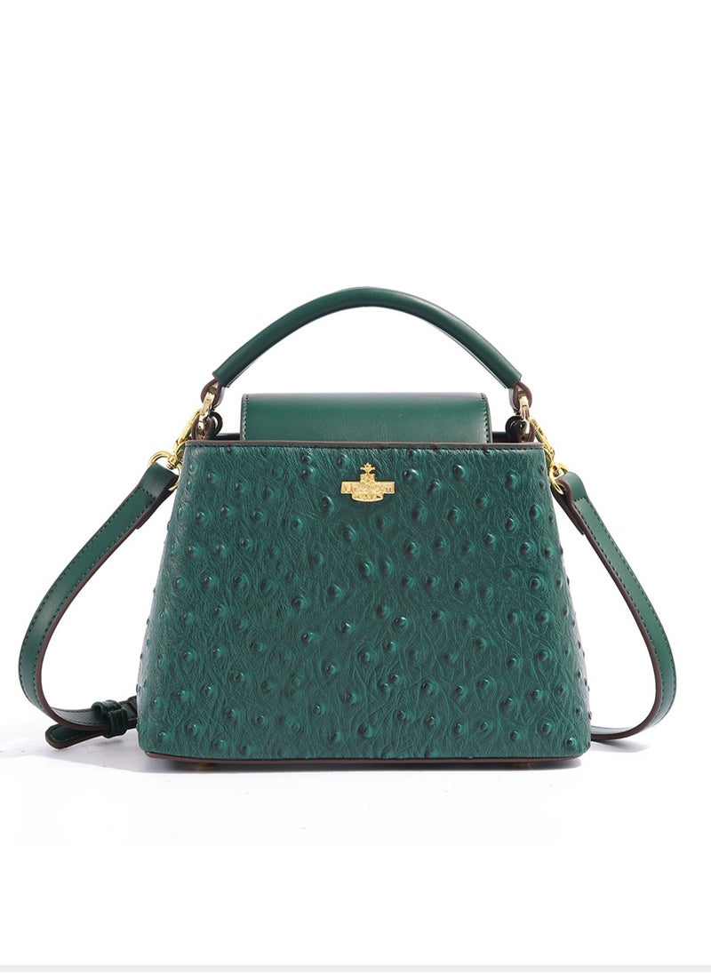 Women Top Handle Satchel Bag Green Color Crocodile Pattern Flap Crossbody Bag
