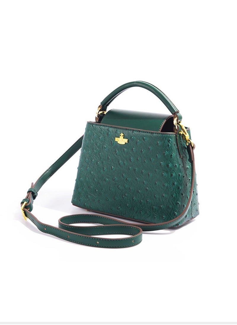 Women Top Handle Satchel Bag Green Color Crocodile Pattern Flap Crossbody Bag