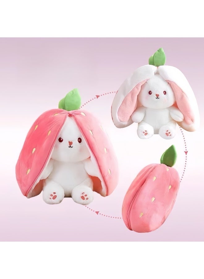 Strawberry Rabbit Plush Toy, Strawberry Rabbit Transforms into Bunny Fruit Doll Plush Toy