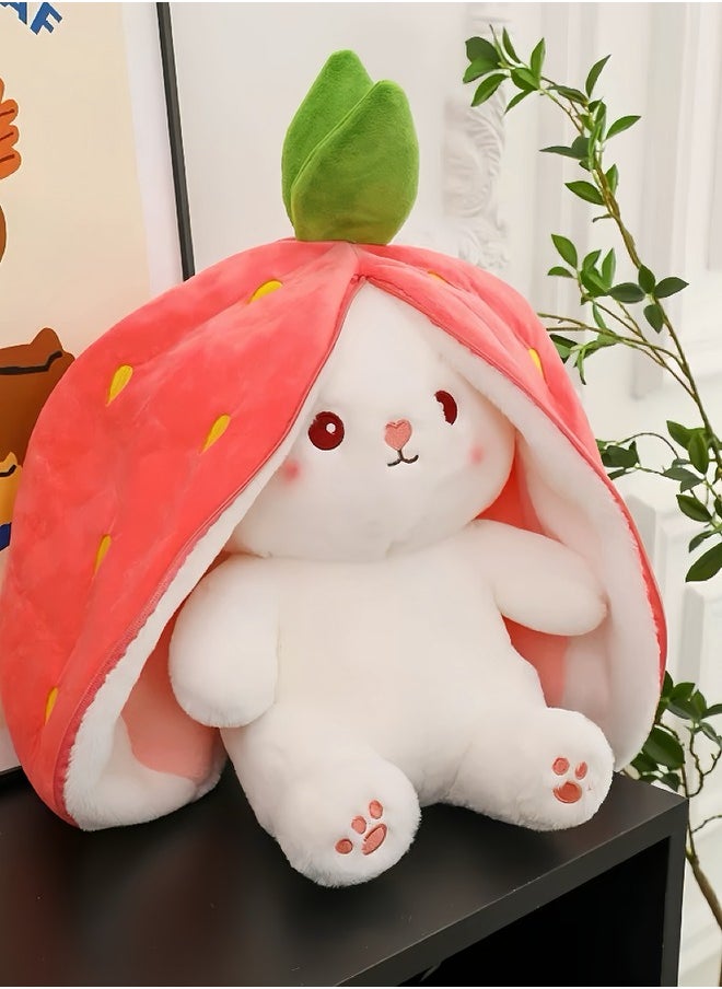 Strawberry Rabbit Plush Toy, Strawberry Rabbit Transforms into Bunny Fruit Doll Plush Toy