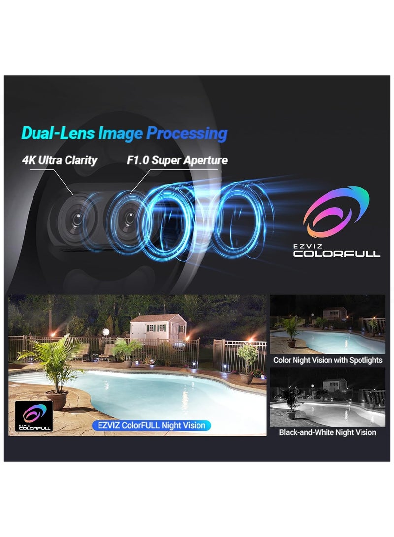 EZVIZ H80x Dual 4K Pan & Tilt Wi-Fi Camera, Dual Lenses, Colorful Night Vision, 360° Panoramic View, Auto-Zoom Tracking, Siren & Strobe Light, Two-Way Talk | CS-H80x-R100-8G82WKFL