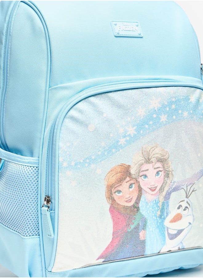 Girls Frozen Print Backpack with Adjustable Straps and Zip Closure