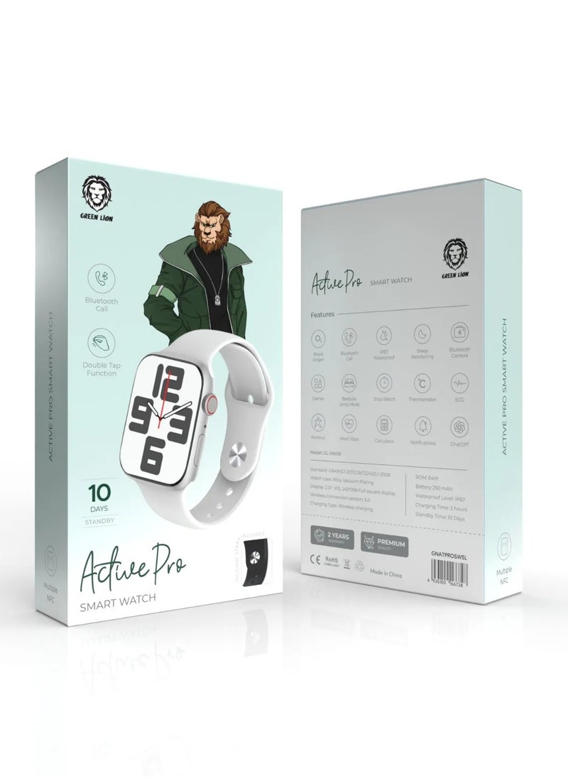 Active Pro Smart Watch IPS 2.02' HD, Full Square Display, IP68 Waterproof, Sport Mode, Wireless charging 230mAh 10 Days Days Standby Time Compatible With iPhone / Android, Silver