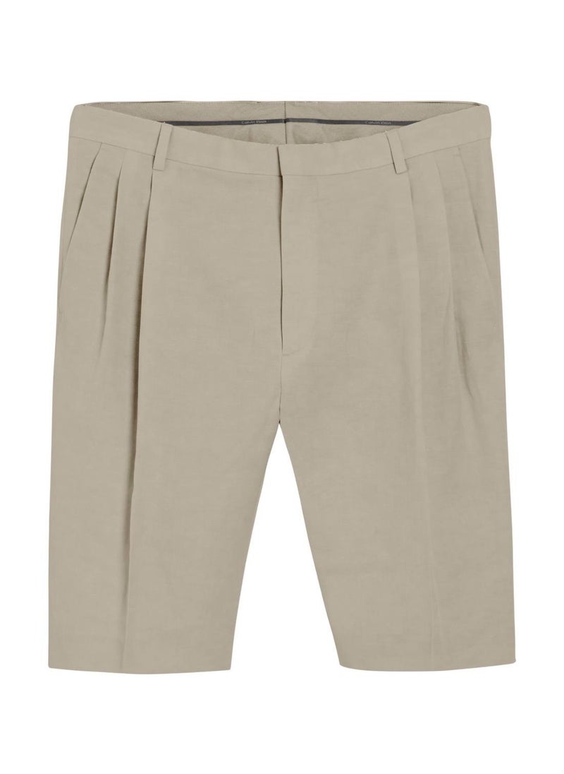 Men's Linen Lyocell Cotton Chino Shorts - Linen/ Lyocell, Grey