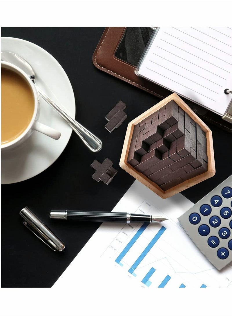 3D Wooden Puzzle Toy for All Ages Brain Teaser Educational Toy Gift T-Shape Pieces Enhance Creativity and Problem Solving Fun Desk Activity