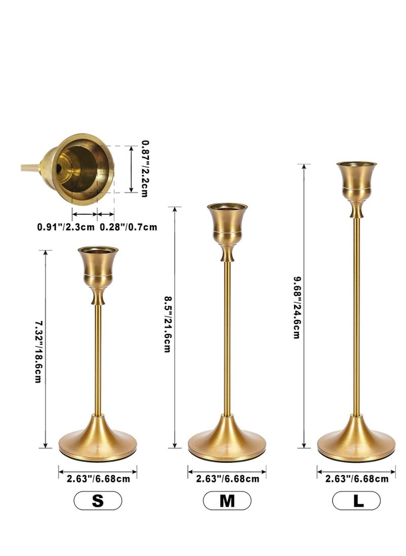6PCS Candlestick Holders, Metal Taper Candle Holders, Vintage Decorative Candlestick, Three Sizes Gold Candlestick Holder, Holders for Table Mantel Wedding, for Home Decor, Wedding,Dinning, Party