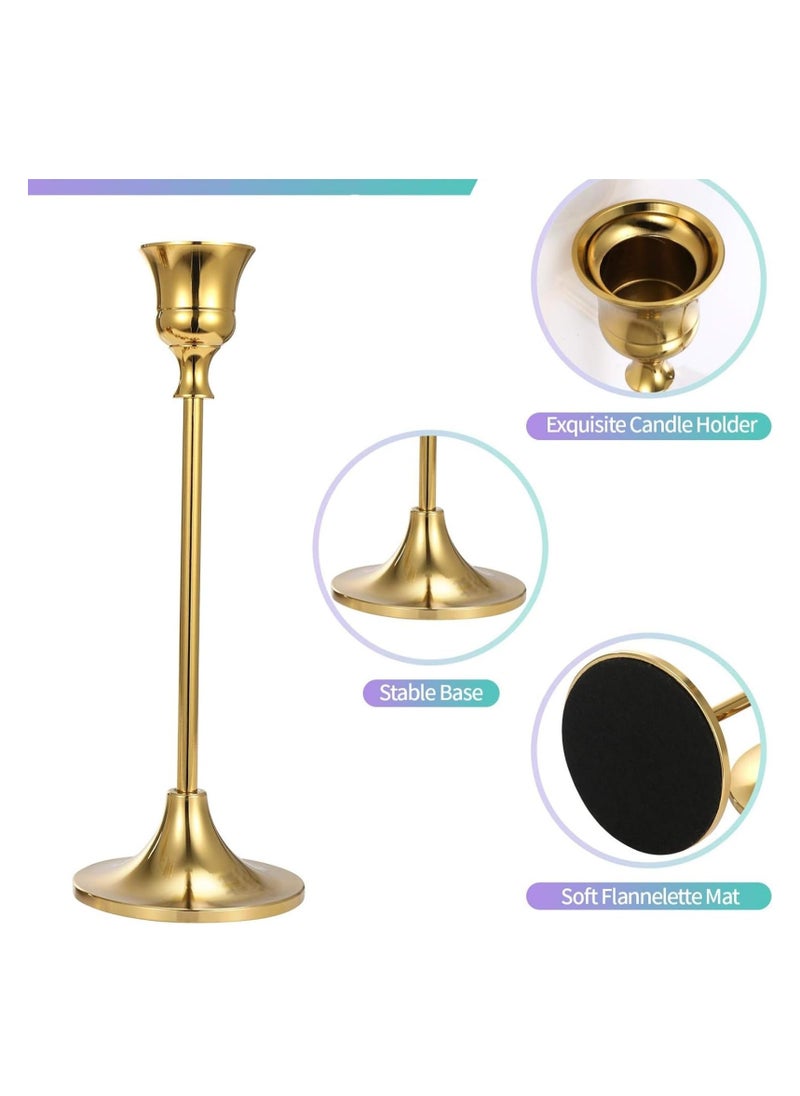 6PCS Candlestick Holders, Metal Taper Candle Holders, Vintage Decorative Candlestick, Three Sizes Gold Candlestick Holder, Holders for Table Mantel Wedding, for Home Decor, Wedding,Dinning, Party