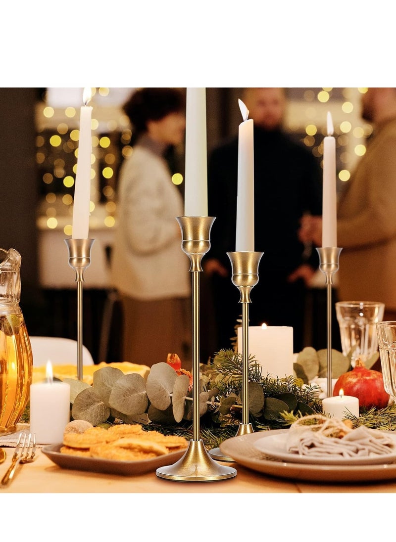6PCS Candlestick Holders, Metal Taper Candle Holders, Vintage Decorative Candlestick, Three Sizes Gold Candlestick Holder, Holders for Table Mantel Wedding, for Home Decor, Wedding,Dinning, Party