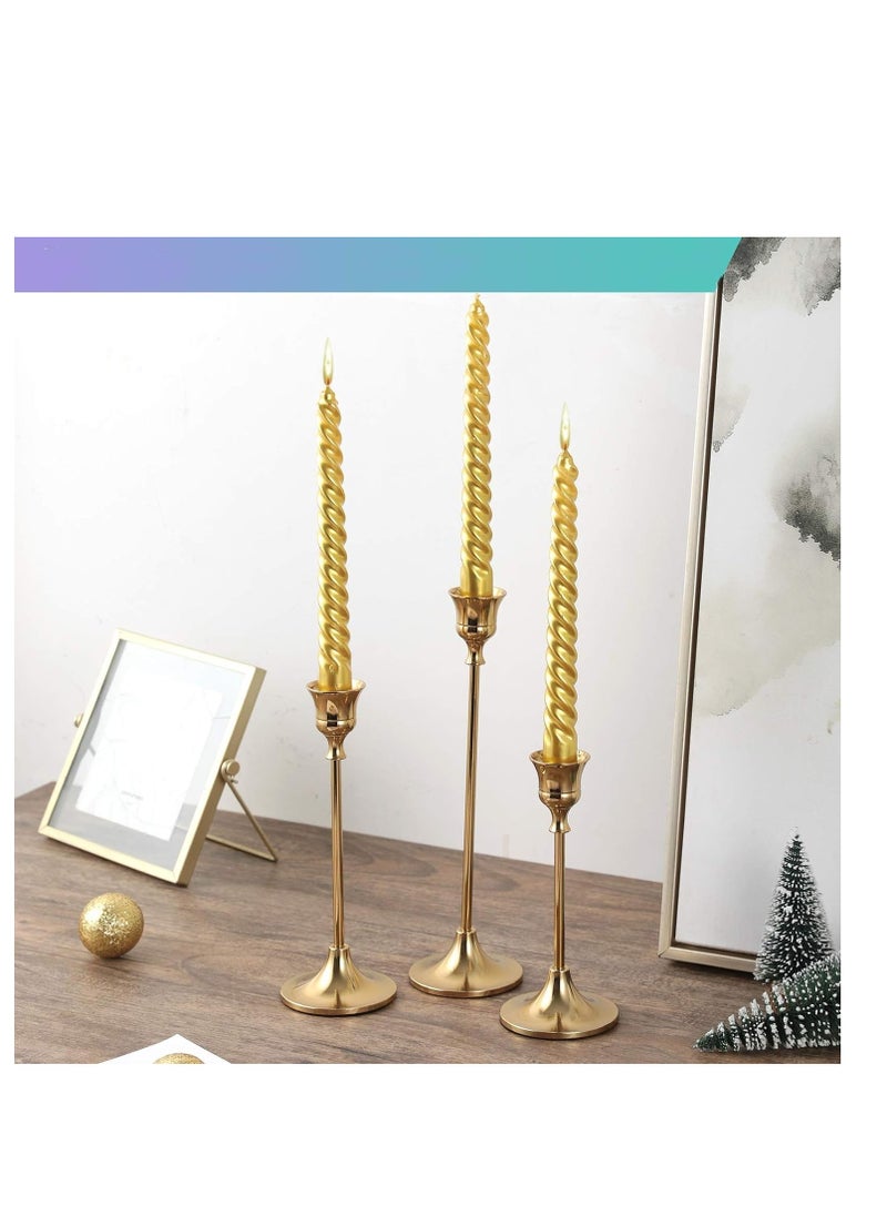 6PCS Candlestick Holders, Metal Taper Candle Holders, Vintage Decorative Candlestick, Three Sizes Gold Candlestick Holder, Holders for Table Mantel Wedding, for Home Decor, Wedding,Dinning, Party