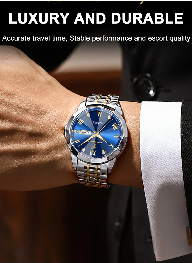 POEDAGAR Waterproof Luminous Men's Watch Quartz，Men's Wrist Watches