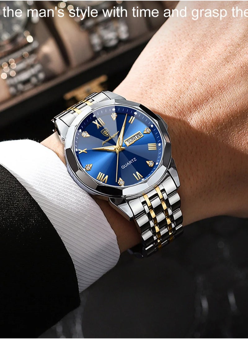 POEDAGAR Waterproof Luminous Men's Watch Quartz，Men's Wrist Watches