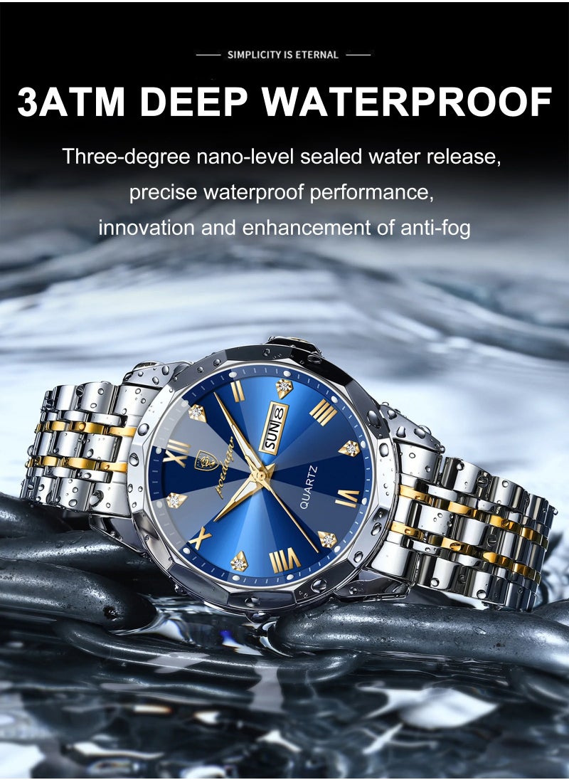 POEDAGAR Waterproof Luminous Men's Watch Quartz，Men's Wrist Watches