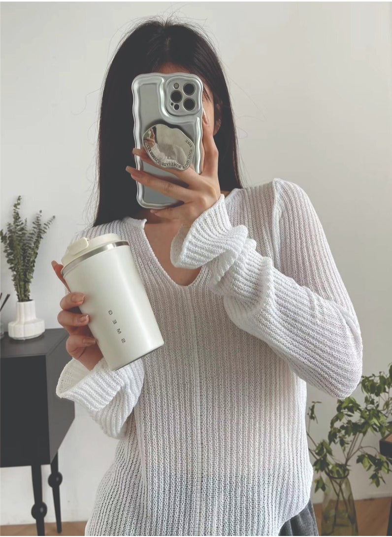 Insulated Coffee Cup, New Advanced Technology Travel Mug, Leak Proof Stainless Steel Vacuum Cup, Reusable Durable Coffee Tumbler With Lid For Home Office Travel, (1pc, Size 350 ML)