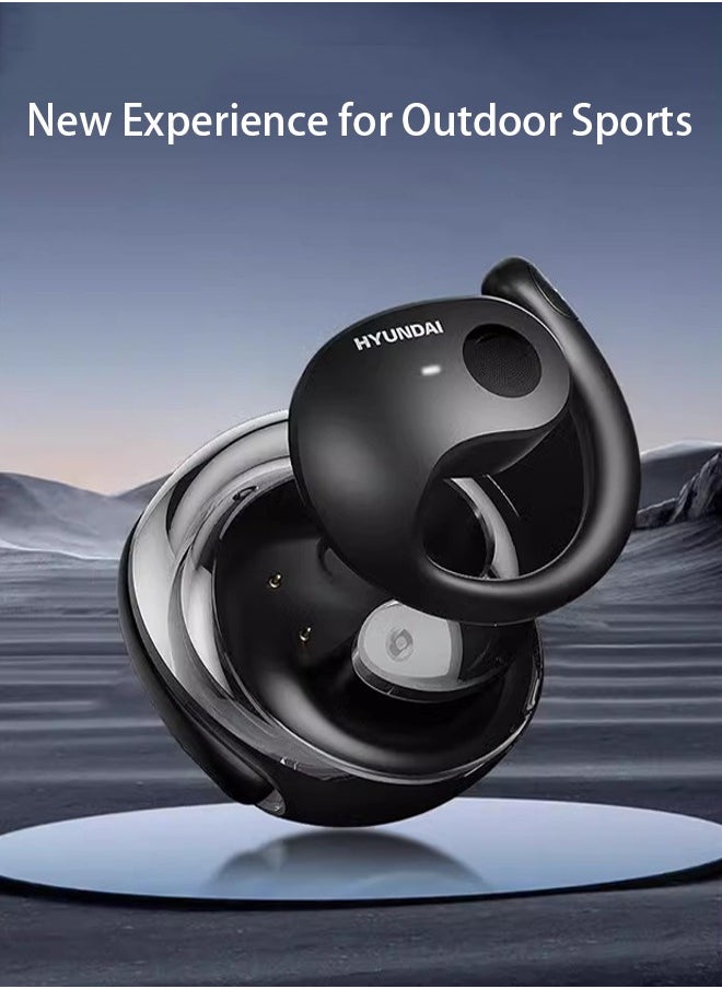HYUNDAI High Quality Wireless Bluetooth Headphones Ear-hook Headphones Sports Noise Cancelling Lanyard Headphones 3D Stereo Suspension Bluetooth Headphones Waterproof Headphones Noise Cancelling (Black)
