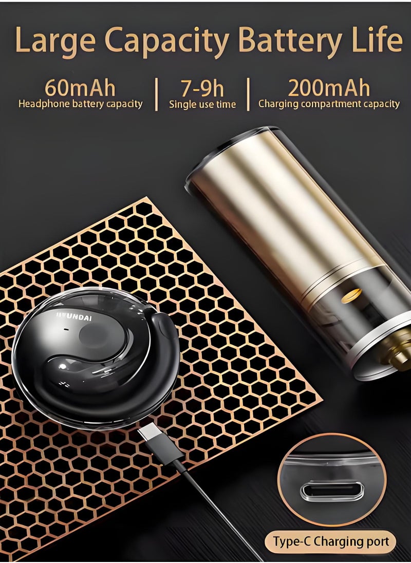 HYUNDAI High Quality Wireless Bluetooth Headphones Ear-hook Headphones Sports Noise Cancelling Lanyard Headphones 3D Stereo Suspension Bluetooth Headphones Waterproof Headphones Noise Cancelling (Black)