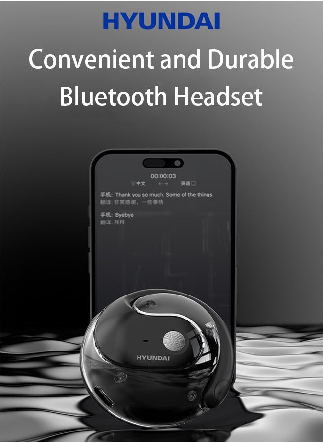 HYUNDAI High Quality Wireless Bluetooth Headphones Ear-hook Headphones Sports Noise Cancelling Lanyard Headphones 3D Stereo Suspension Bluetooth Headphones Waterproof Headphones Noise Cancelling (Black)