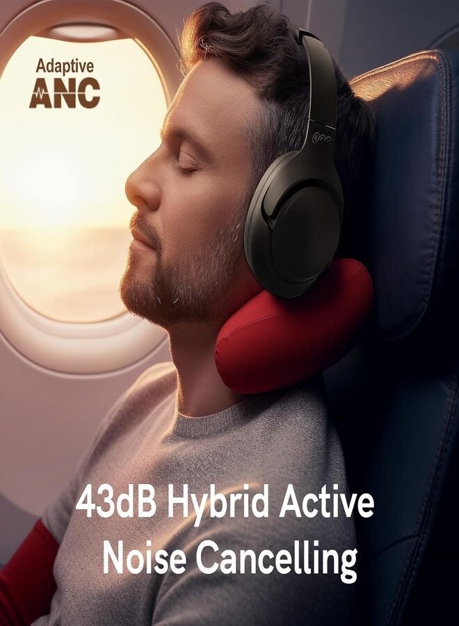 H3 ANC Active Noise Cancelling Headphones, Bluetooth 5.4 Wireless Over-Ear Headphones, Hi-Res Audio, Deep Bass, Multipoint Connection, 60H Playtime, Custom EQ via App Black