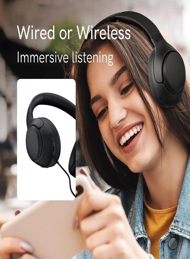 H3 ANC Active Noise Cancelling Headphones, Bluetooth 5.4 Wireless Over-Ear Headphones, Hi-Res Audio, Deep Bass, Multipoint Connection, 60H Playtime, Custom EQ via App Black