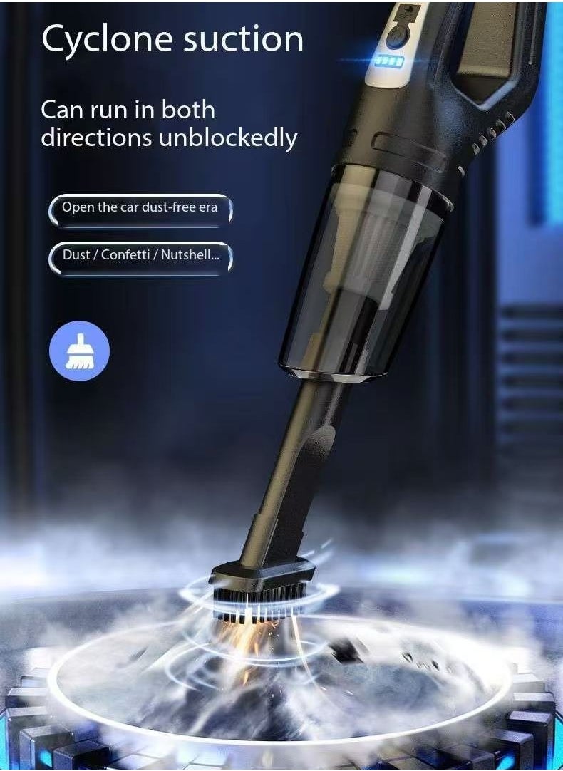 Car vacuum cleaner with high suction power, wireless charging, suitable for household use, small handheld, high-power, and powerful cars