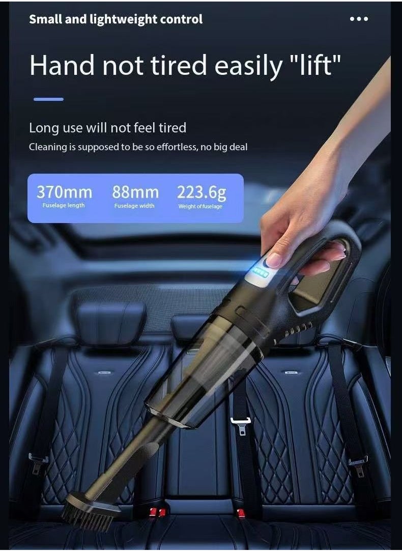 Car vacuum cleaner with high suction power, wireless charging, suitable for household use, small handheld, high-power, and powerful cars