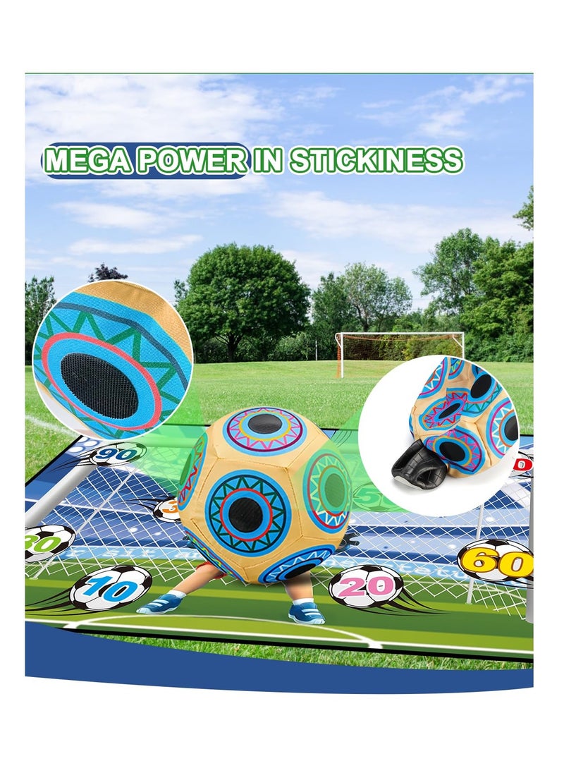 Soccer Ball Game Set for Kids, Backyard Indoor Outdoor Toss Soccer Goal Game with 2 Sticky Soccer Balls, Foldable Flannel Goals, Toddlers Gift for 3 4 5 6 7 8 Year Old Boy Toys Birthday (59*39 in-A)
