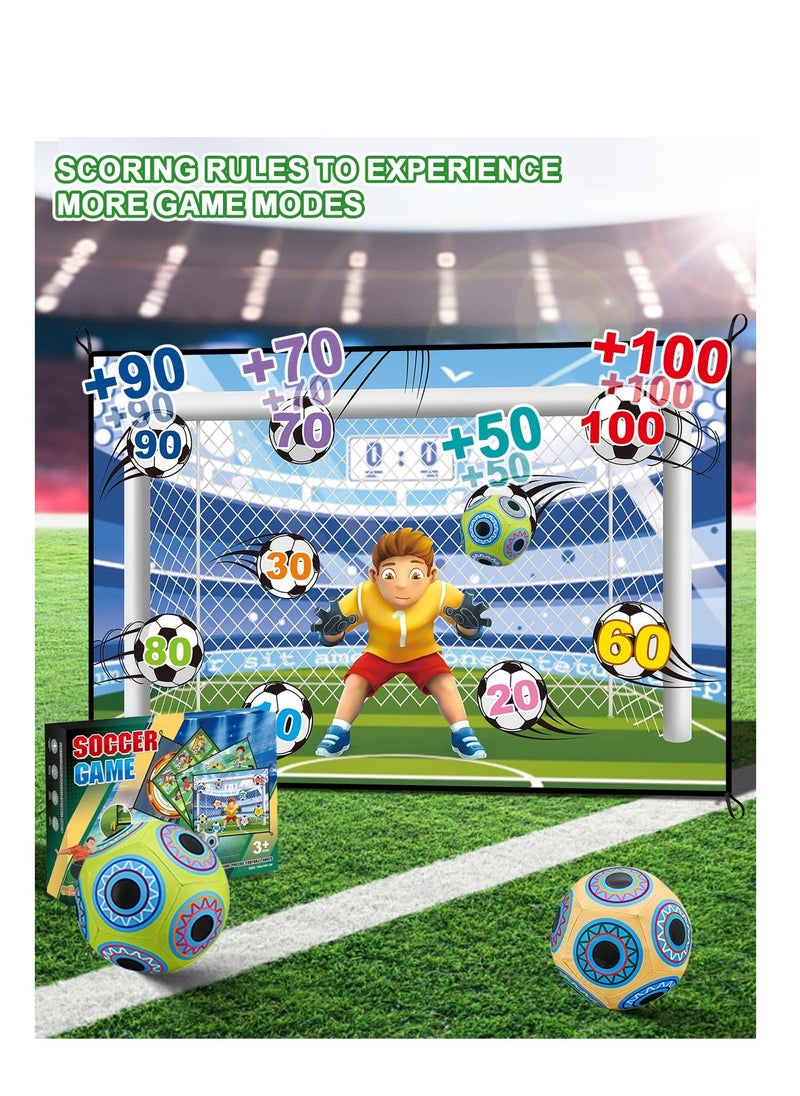 Soccer Ball Game Set for Kids, Backyard Indoor Outdoor Toss Soccer Goal Game with 2 Sticky Soccer Balls, Foldable Flannel Goals, Toddlers Gift for 3 4 5 6 7 8 Year Old Boy Toys Birthday (59*39 in-A)