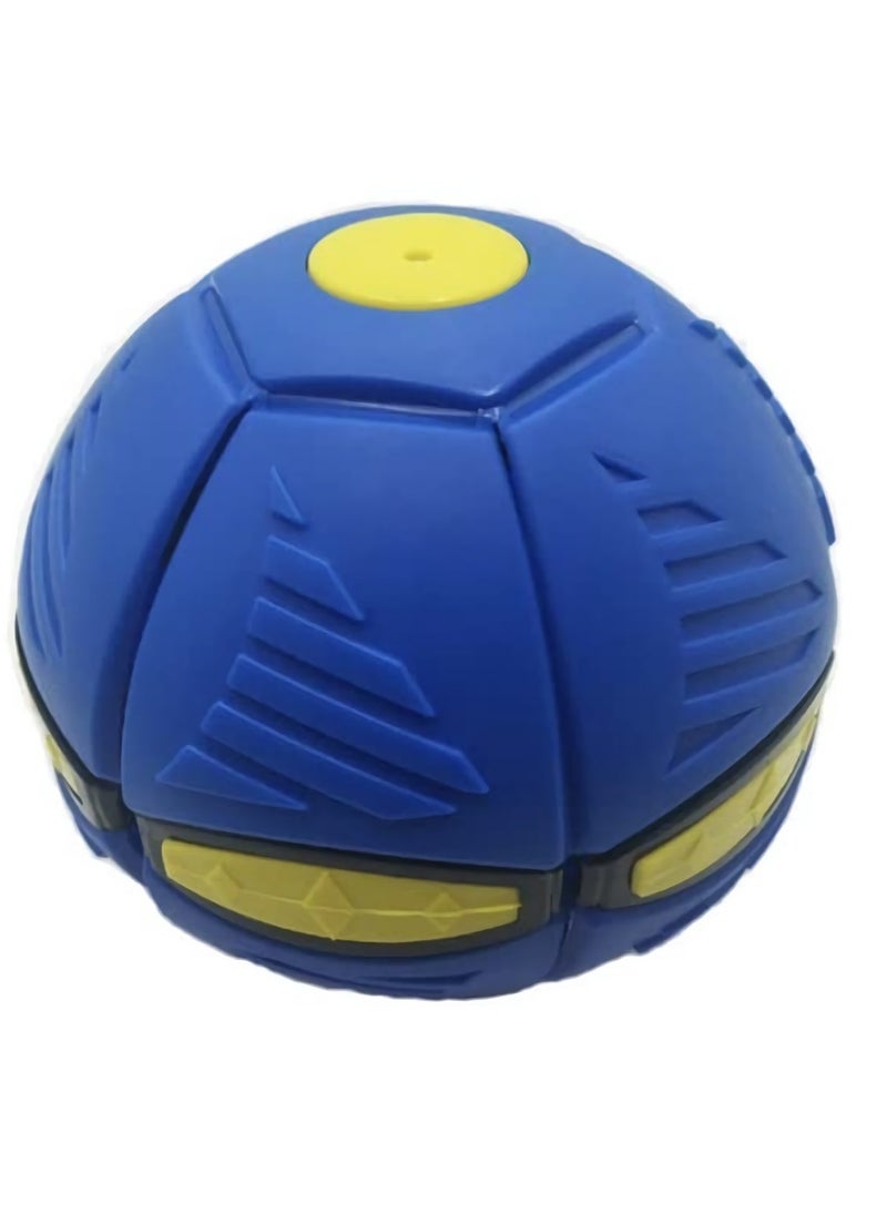 Pop-Up Flat Flying Saucer and Bouncing Ball Toy Set for Kids - 2 Pack (Red and Blue) with Light-Up Features for Fun Outdoor Play