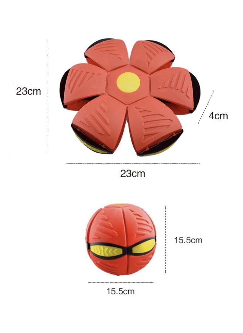 Pop-Up Flat Flying Saucer and Bouncing Ball Toy Set for Kids - 2 Pack (Red and Blue) with Light-Up Features for Fun Outdoor Play