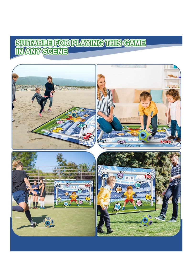 Soccer Ball Game Set for Kids, Backyard Indoor Outdoor Toss Soccer Goal Game with 2 Sticky Soccer Balls, Foldable Flannel Goals, Toddlers Gift for 3 4 5 6 7 8 Year Old Boy Toys Birthday (59*39 in-A)