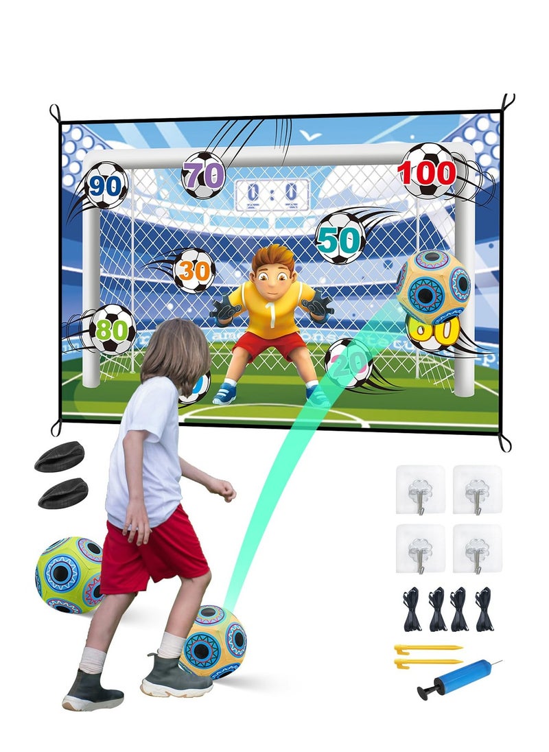 Soccer Ball Game Set for Kids, Backyard Indoor Outdoor Toss Soccer Goal Game with 2 Sticky Soccer Balls, Foldable Flannel Goals, Toddlers Gift for 3 4 5 6 7 8 Year Old Boy Toys Birthday (59*39 in-A)