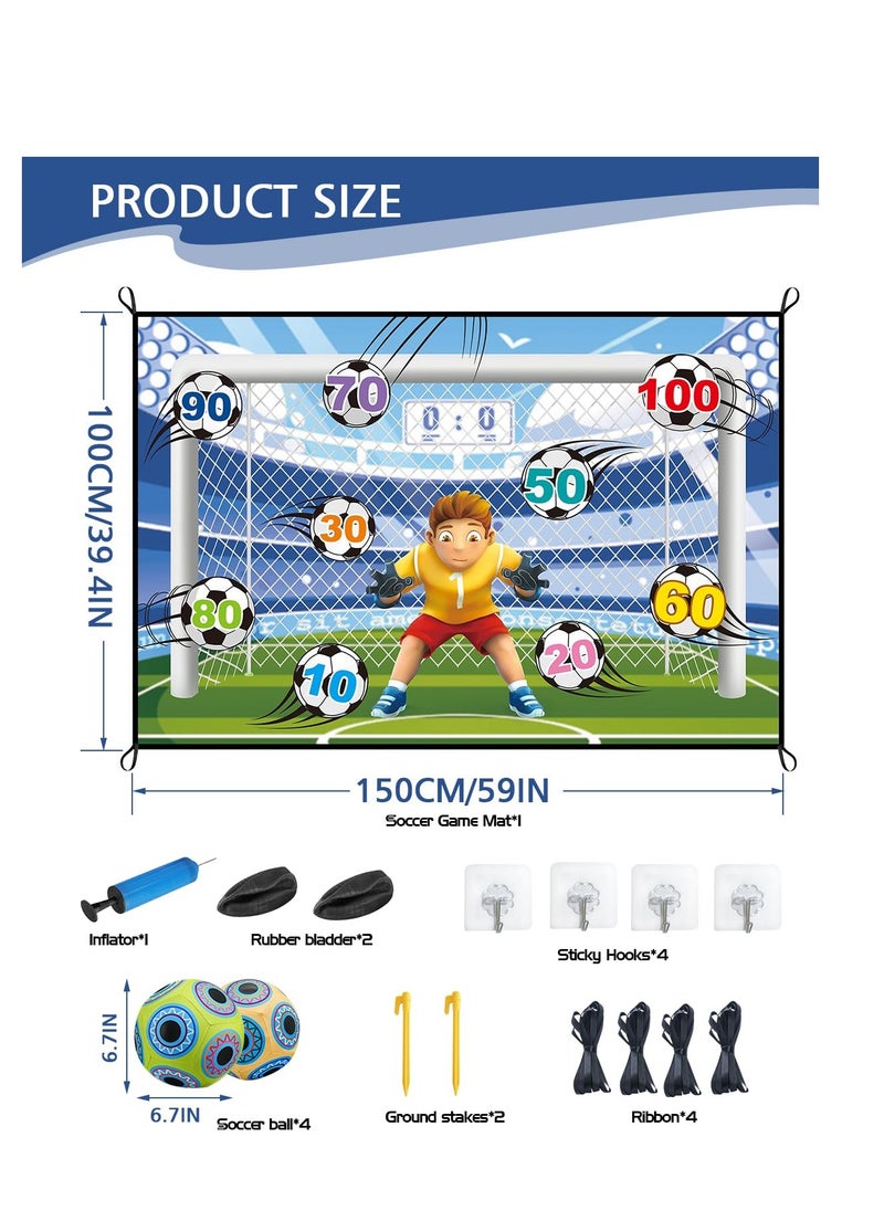 Soccer Ball Game Set for Kids, Backyard Indoor Outdoor Toss Soccer Goal Game with 2 Sticky Soccer Balls, Foldable Flannel Goals, Toddlers Gift for 3 4 5 6 7 8 Year Old Boy Toys Birthday (59*39 in-A)
